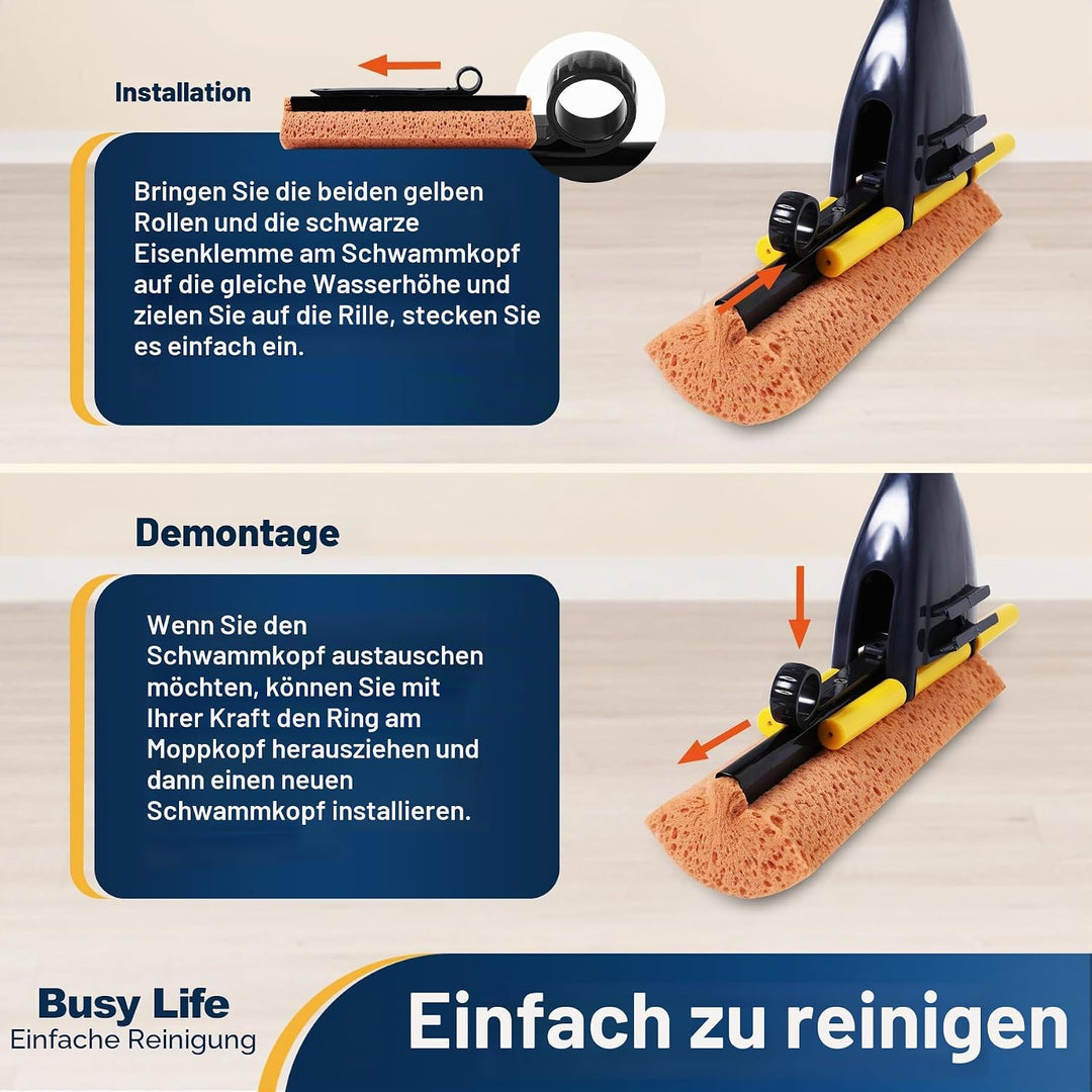 Yocada Schwammmopp, Ersatz-Nachfüllkopf, für den gewerblichen Gebrauch, Fliesen, Boden, Badezimmer,