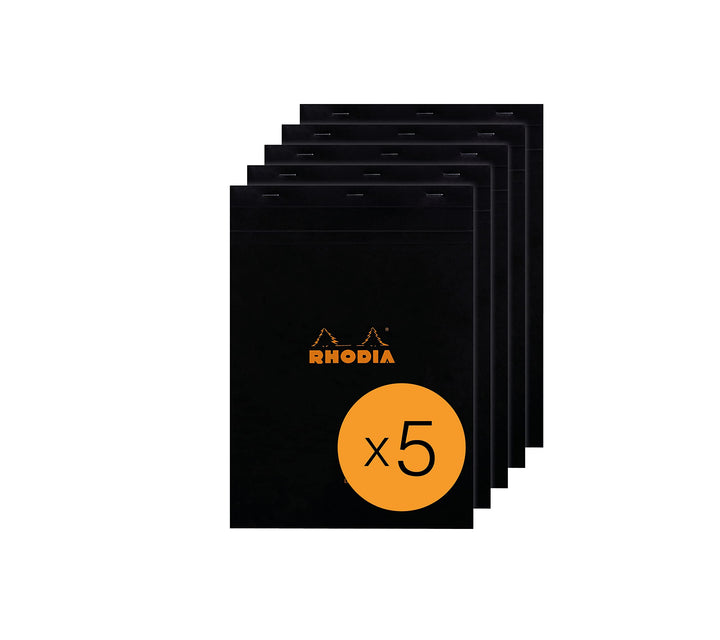 Rhodia 186009C - Packung mit 5 Notizblöcken geheftet No.18, DIN A4 80 Blätter liniert mit Rand 80g,