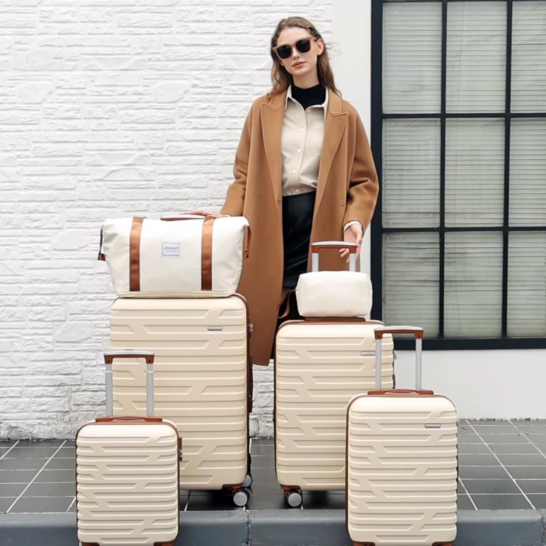 LARVENDER Kofferset 6 Teilig Hartschale Leicht ABS Erweiterbar Reisekoffer Haltbar Handgepäck Sets 4