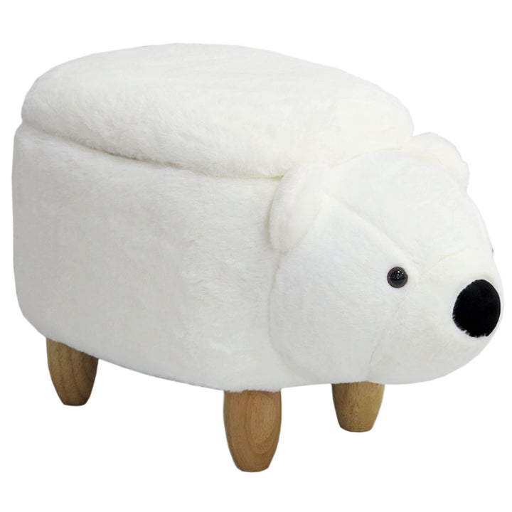 SVITA Animal Storage Kinderhocker Tierhocker mit Stauraum gepolsterter Hocker mit Holzbeinen Weiss T