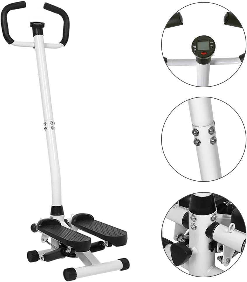 Mini Stepper mit LCD-Display, Power Ropes, Heimtrainer Fitness Gerät, Stahl, 112x34x29cm, Hydraulisc