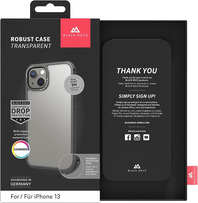 Black Rock - Hülle Robust Transparent Case Passend für Apple iPhone 13 I Handyhülle Transparent, Dur