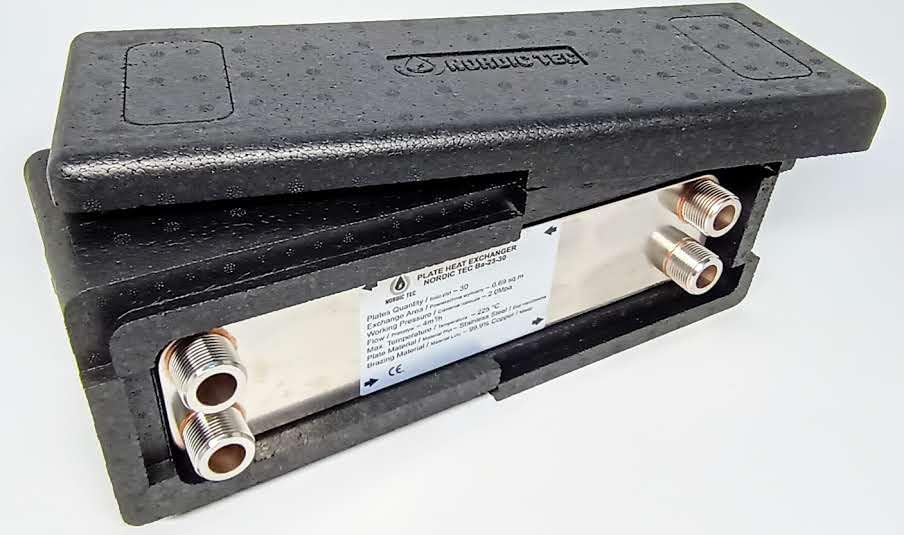 Edelstahl Plattenwärmetauscher Wärmetauscher Nordic Tec Ba-23-30 30 Platten 125kW 3/4” mit Isolierun