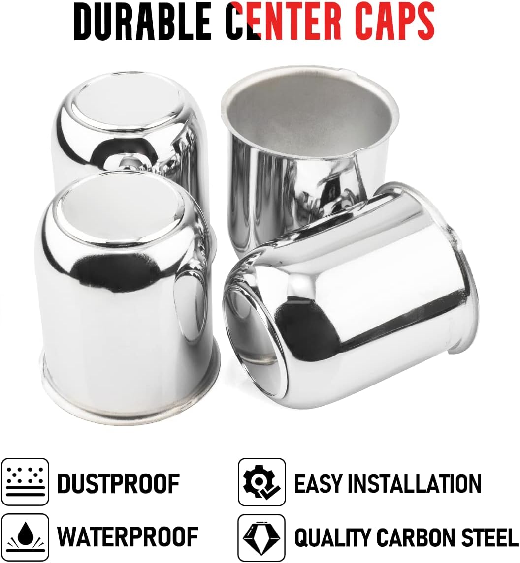 RhinoTuning 4 Stück 3.19in aufsteckbare mittelkappen Aluminium-nabendeckel passend für 81mm LKW-Anhä