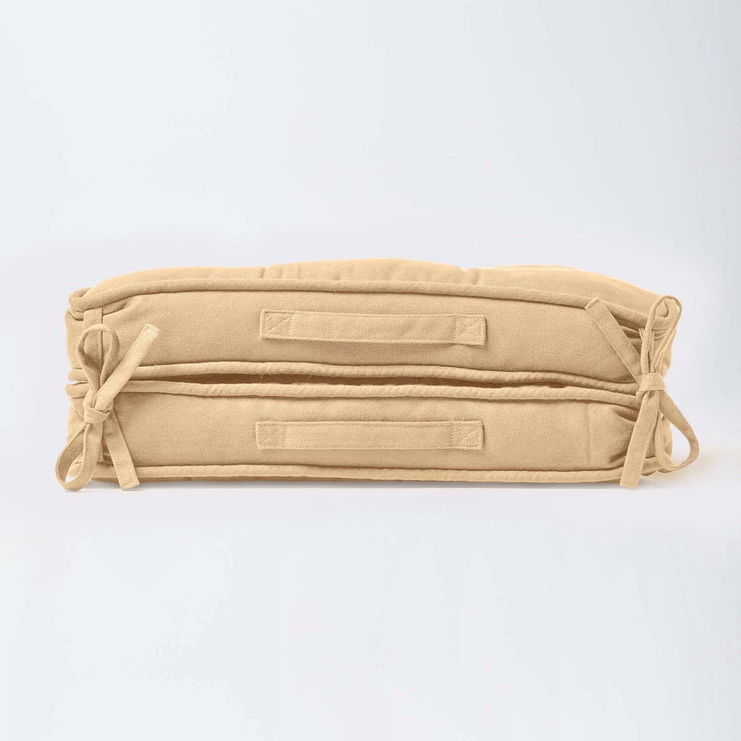 Homescapes Faltbares Reisekissen 50x50 cm beige, Auto-Sitzkissen mit Rückenlehne, Klappsitzkissen fü