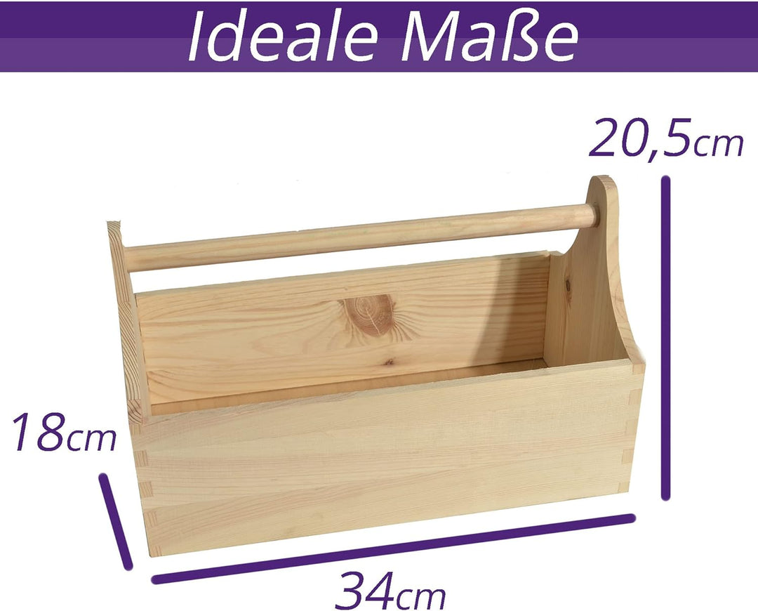Werkzeugkiste Personalisierbar 34x18x21cm - Natur Holzkiste Aufbewahrung Text, Text
