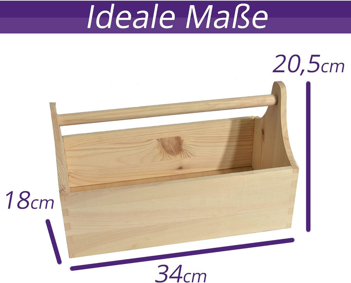 Werkzeugkiste Personalisierbar 34x18x21cm - Natur Holzkiste Aufbewahrung Text, Text