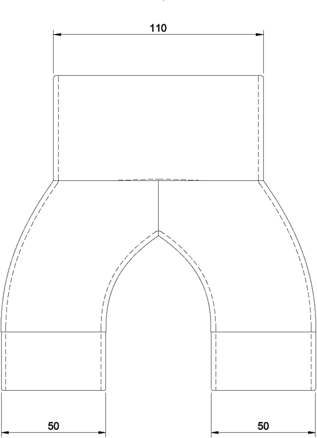 DRUCKKRAFT 2-Wege Abzweig Rohr DN110 - DN50 | Abzweigstück | Y-Verteiler | Absauganlage | Rohrverbin