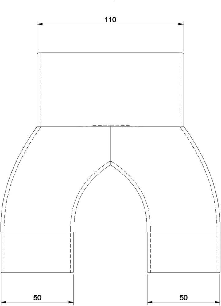 DRUCKKRAFT 2-Wege Abzweig Rohr DN110 - DN50 | Abzweigstück | Y-Verteiler | Absauganlage | Rohrverbin