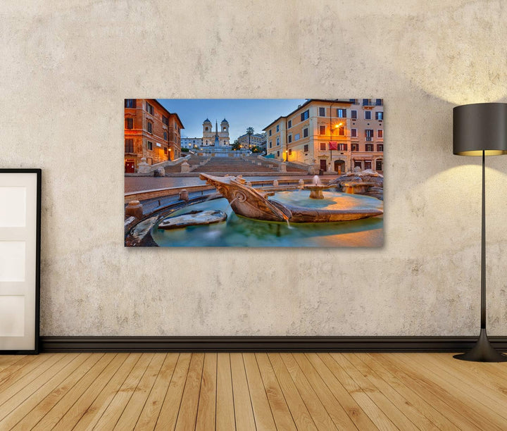 Bild Bilder auf Leinwand Spanische Schritte bei Dämmerung in Rom Italien Italien Wandbild Poster Lei