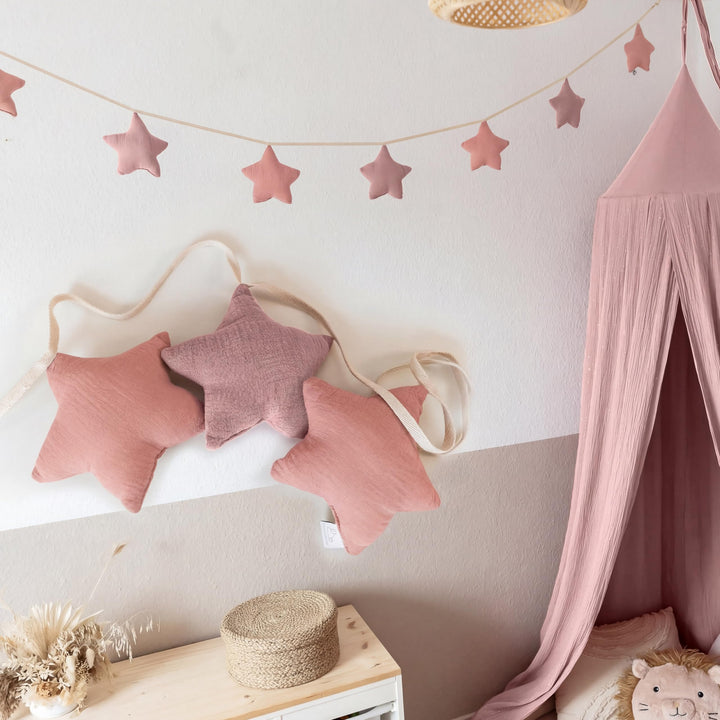 LILIMAUS Sternen Wimpelkette Stoff [in 12 Farben] Wimpelkette Kinderzimmer - 100% Baumwolle Handmade