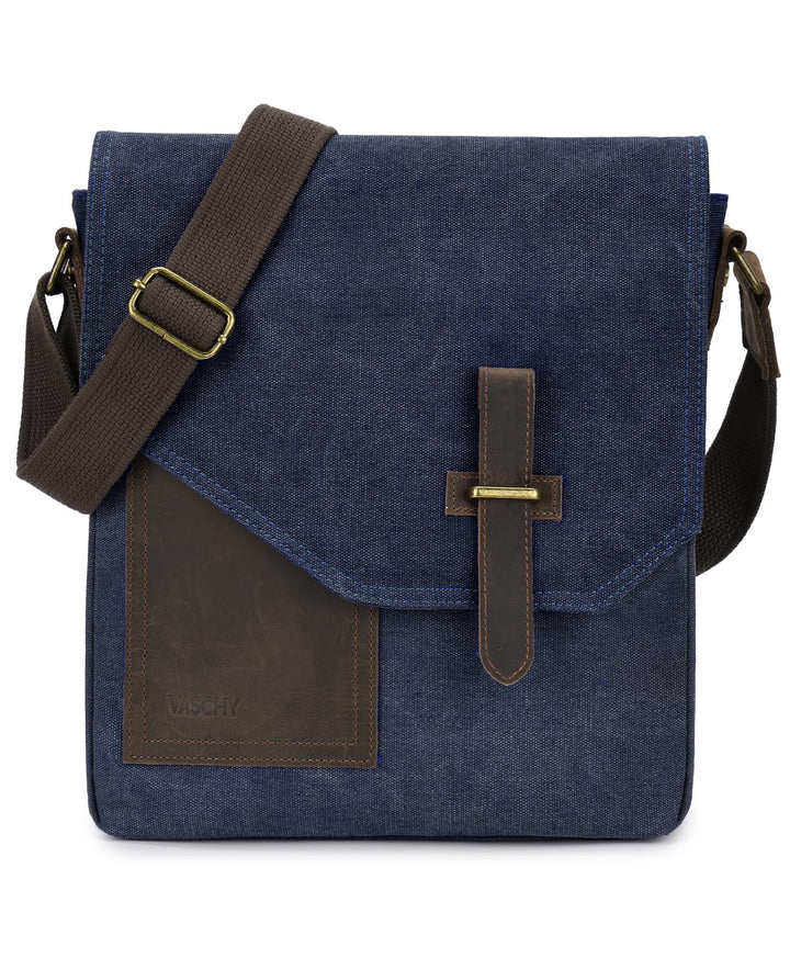 VASCHY Klein Umhängetasche Herren mit RFID-Schutz,Vintage Messenger Bag Herrentasche Schultertasche