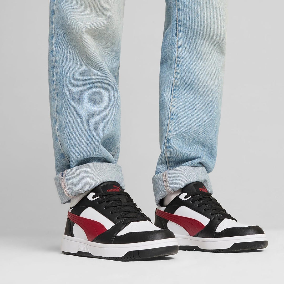 Puma Unisex Rebound V6 Low Sneaker 40 EU Puma White Intense Red Puma Black, 40 EU Puma White Intense