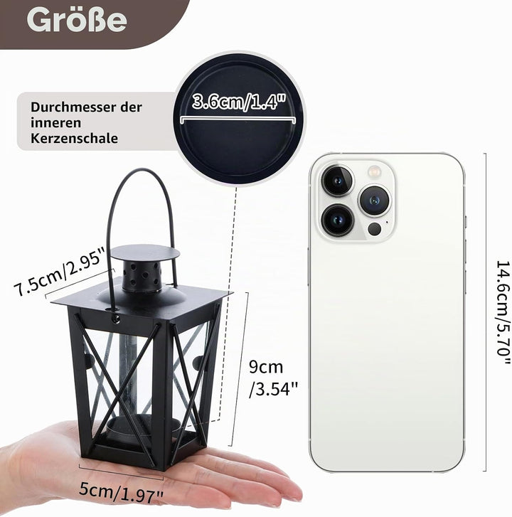 Nuptio 4 Stück Lanterne en Verre à Terre Suspendue, Lanterne en Verre Portable, Petite Lanterne Rétr