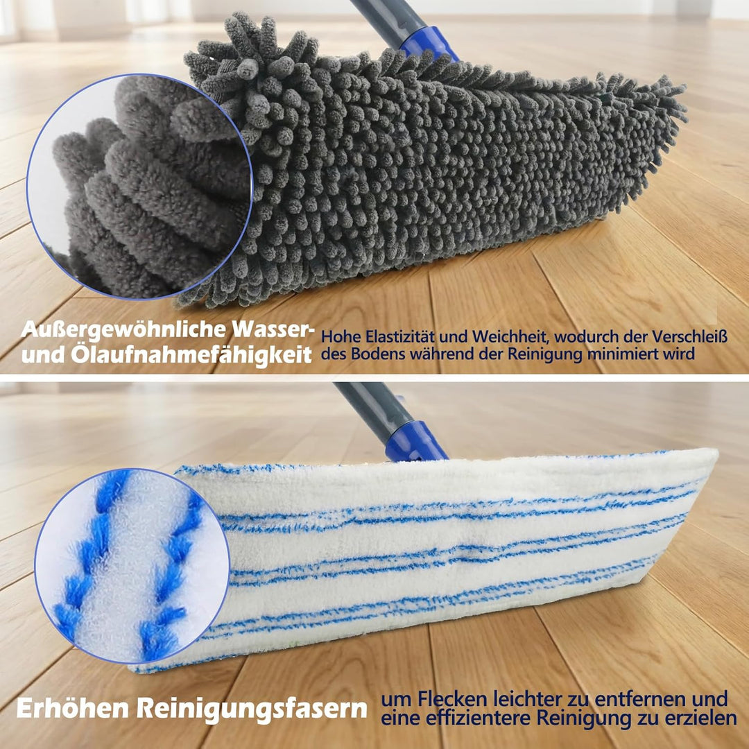Masthome Flachmopps,Bodenwischer mit 4 Moppads magischer Staub-Wischmopp für die Reinigung von Lamin