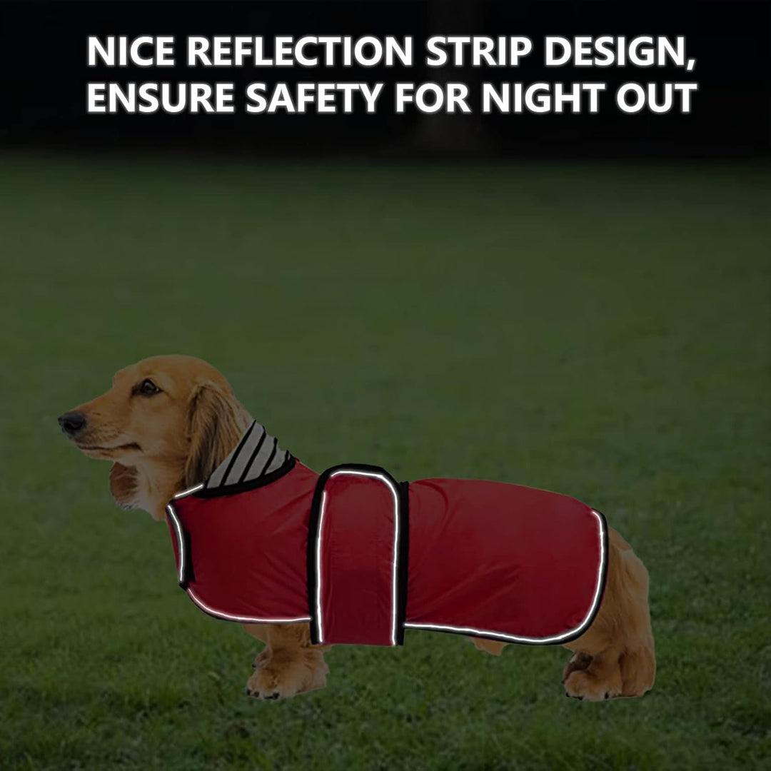 Geyecete Hunde Regenmantel,Einstellbar Wasserdicht Hundejacke für Dackel,Regenmantel mit reflektiere