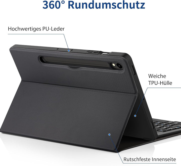 EasyAcc Tastatur Hülle Kompatibel mit Samsung Galaxy Tab S9 FE 10.9 Zoll / S9 2023 11 Zoll mit Schut