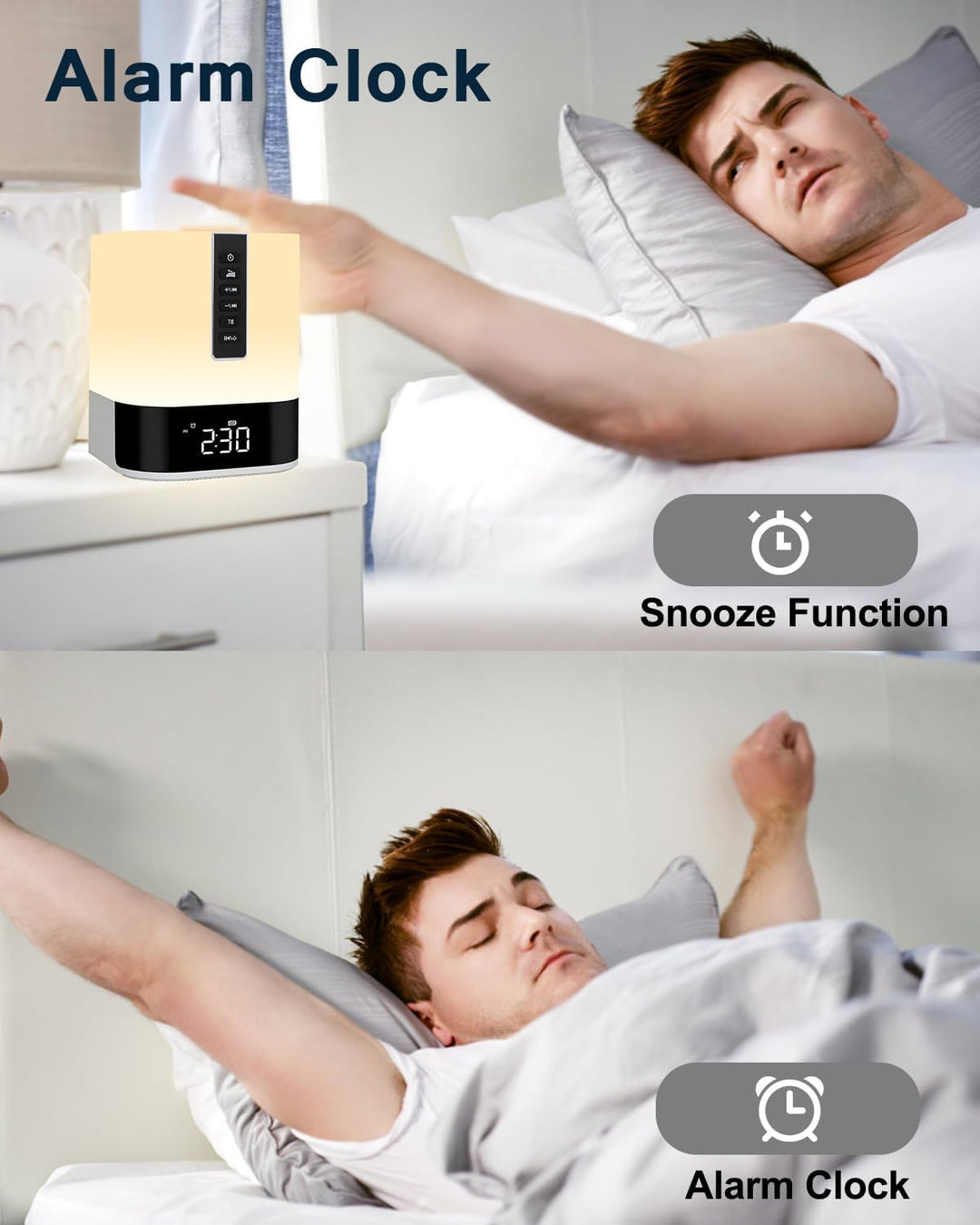 Bluetooth Lautsprecher mit Licht, Kinder Wecker, White Noise Machine,Nachttischlampe Touch-Dimmbar,4