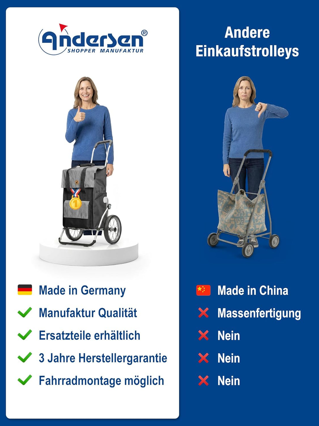 Andersen Shopper Royal mit Metallspeichenrad 25 cm und 54 Liter Tasche Milla schwarz Schwarz Alumini