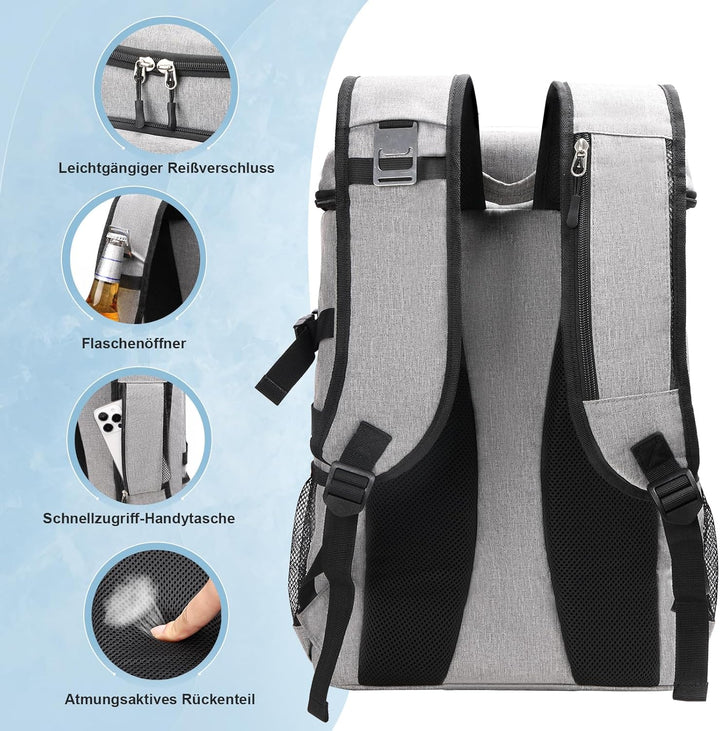 Estarer Kühlrucksack 32L Kühltasche Picknickrucksack Wasserdichter Rucksack zum Kühl mit Flaschenöff