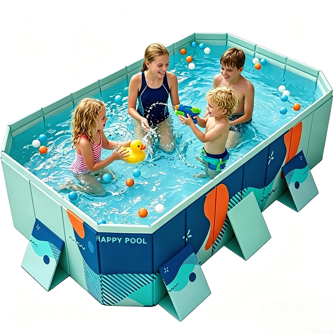 Faltbarer Pool Nicht-aufblasbarer Tragbarer Swimmingpool Schwimmbad Verdickter Rutschfester PVC Schw