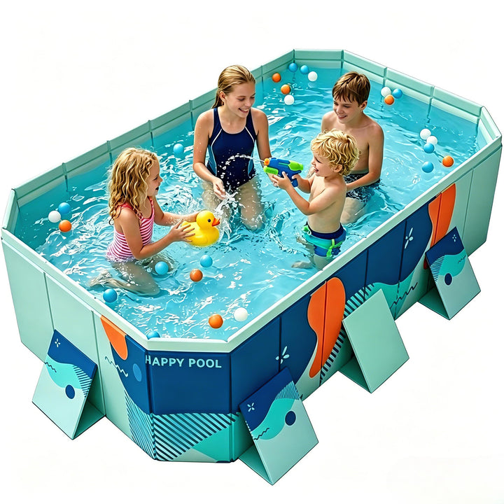 Faltbarer Pool Nicht-aufblasbarer Tragbarer Swimmingpool Schwimmbad Verdickter Rutschfester PVC Schw