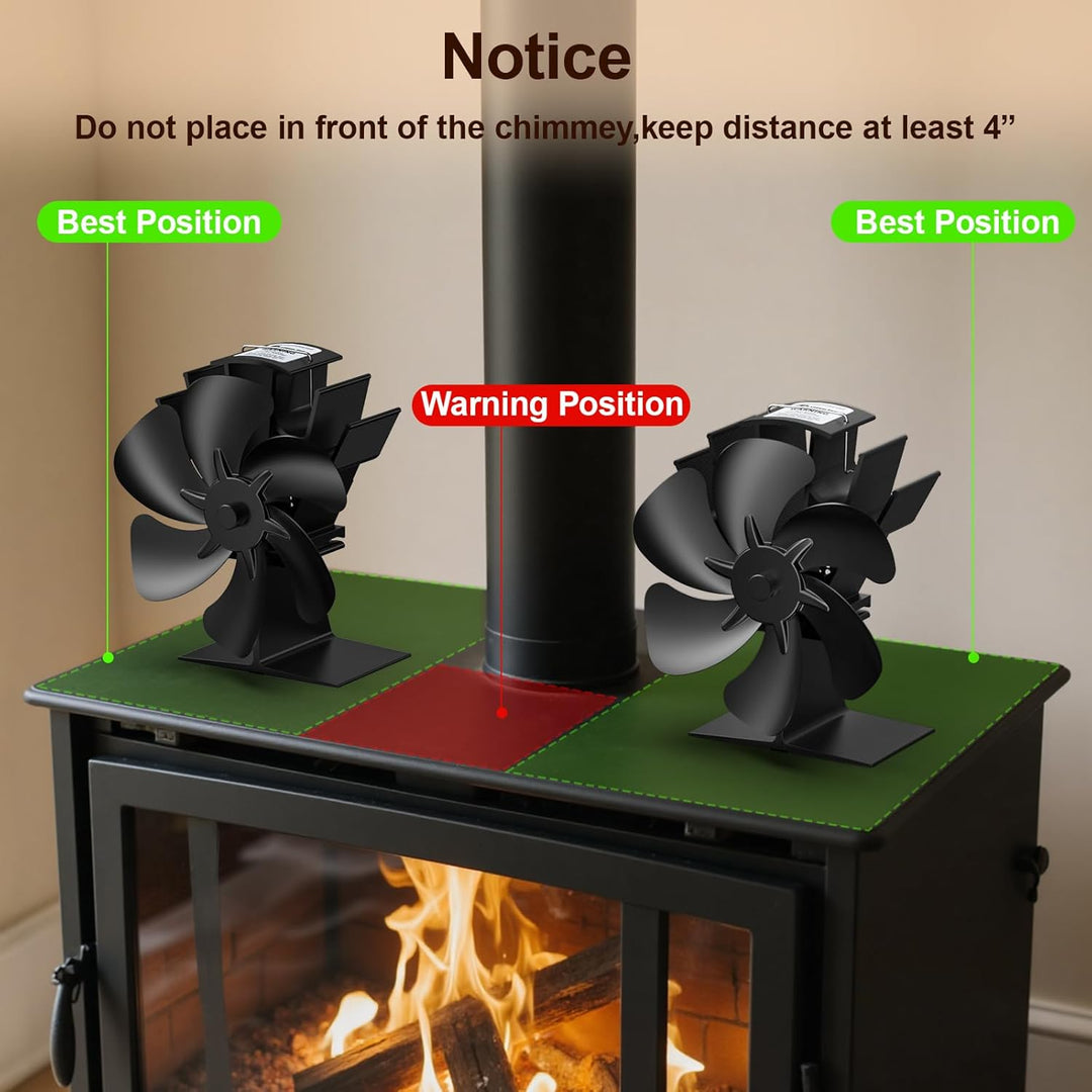 Dancial Kaminventilator,Holzofenventilator Wärmebetrieben, Leiser Öko-Kaminventilator mit 4 Flügeln,