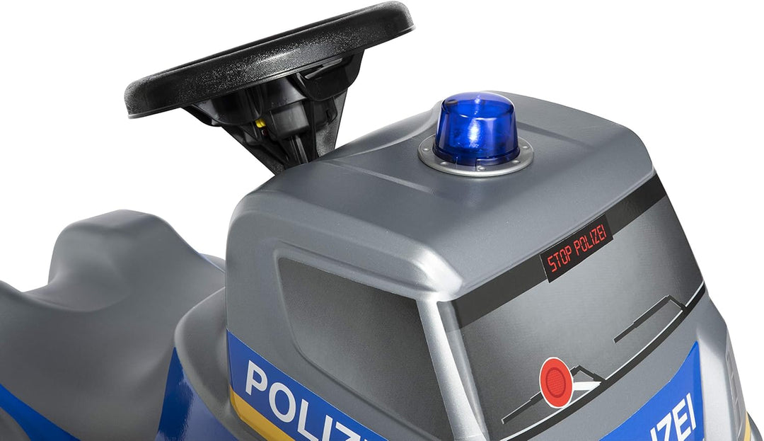 Polizei Rutscher (Babyrutscher mit Blaulicht + Sirene, Lenkrad mit Hupe, Polizei-Fahrzeug mit Kniemu