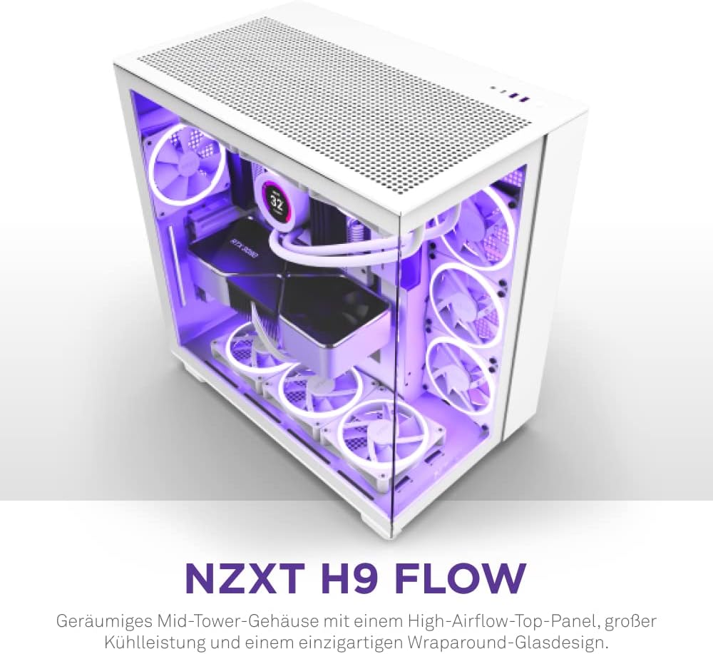 NZXT H9 Flow - CM-H91FW-01 - Dual-Chamber-ATX Mid-Tower PC-Gaming-Gehäuse - High-Airflow-perforierte