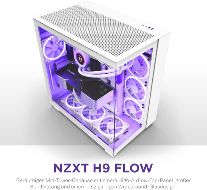 NZXT H9 Flow - CM-H91FW-01 - Dual-Chamber-ATX Mid-Tower PC-Gaming-Gehäuse - High-Airflow-perforierte