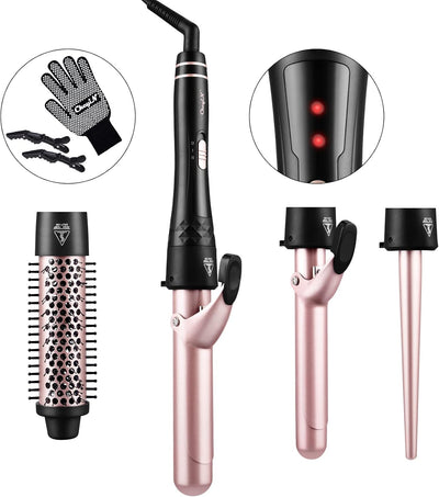 CkeyiN Lockenstab Set 4 in 1 Multifunktions Austauschbare Keramikbeschichtung Curling Iron Lockenwic