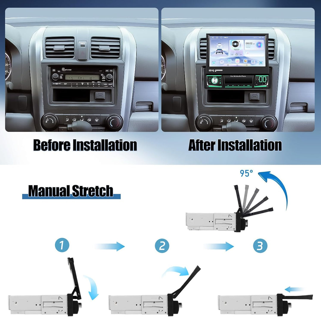 CAMECHO [Android 15] 2+64G 7 Zoll Autoradio 1 Din Wireless Carplay Touchscreen Navi Radio Ausfahrbar