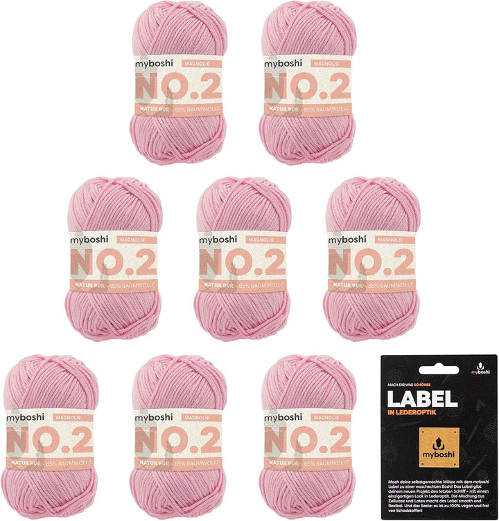 myboshi No.2 inkl. Label, Baumwolle zum Häkeln, Baby Wolle, vegane Wolle zum Stricken, Wolle 60 Grad