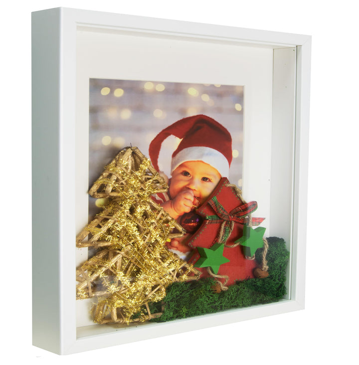 BD ART 30x30 Box 3D Objektrahmen Bilderrahmen (Innenmass Foto 28x28cm) mit Passepartout 20x20 cm, Qu