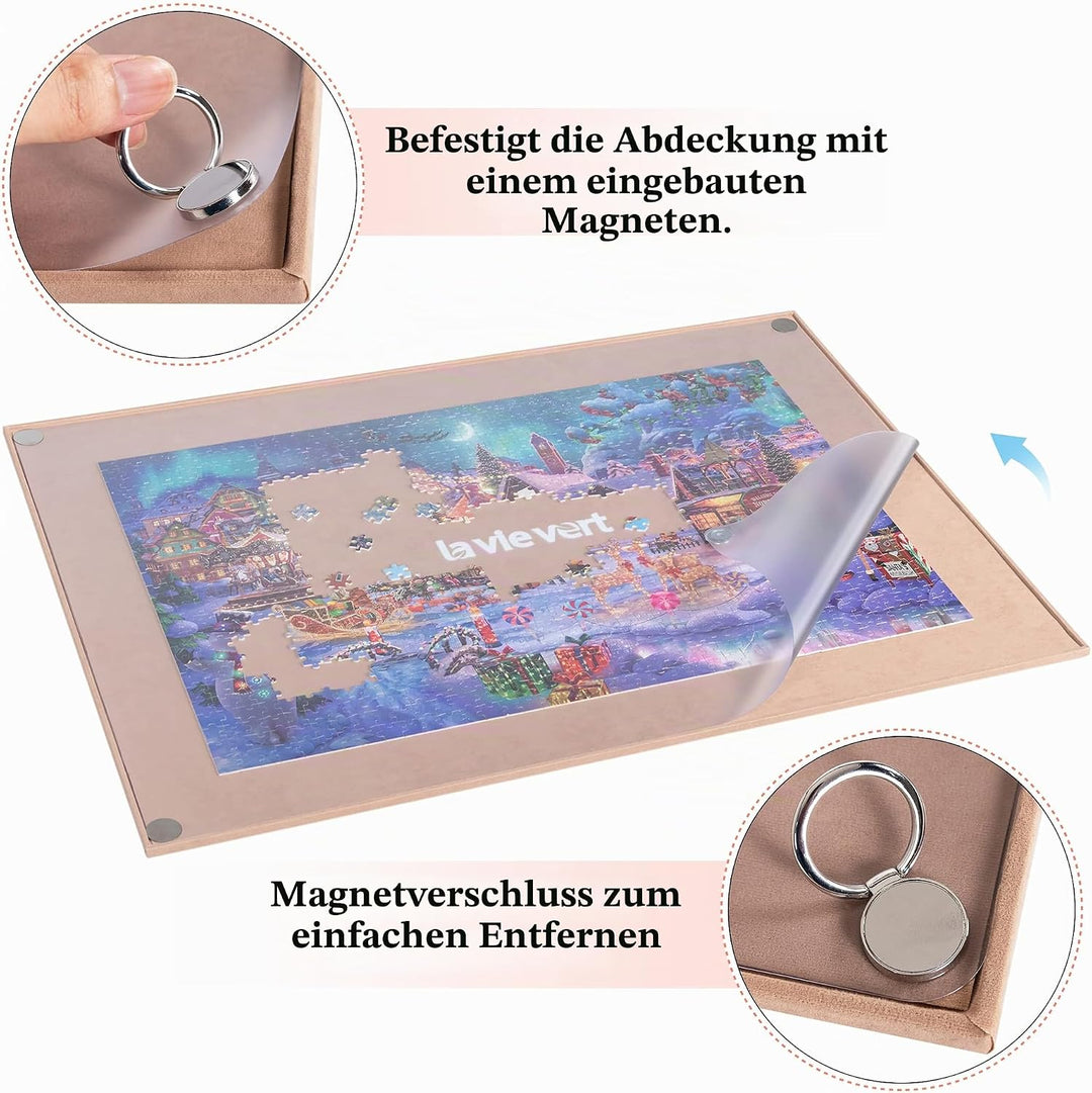 Lavievert tragbares Puzzle Brett aus Holz mit staubdichter Abdeckung, Puzzlematte, Puzzle Aufbewahru