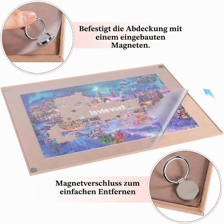 Lavievert tragbares Puzzle Brett aus Holz mit staubdichter Abdeckung, Puzzlematte, Puzzle Aufbewahru
