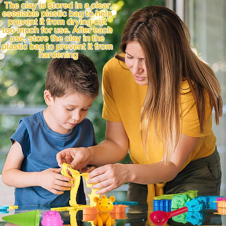 Modelliermasse Set 64 Farben Lufttrocknende Magische Knete Kinder Bastelmasse DIY Zubehör Farbmischu