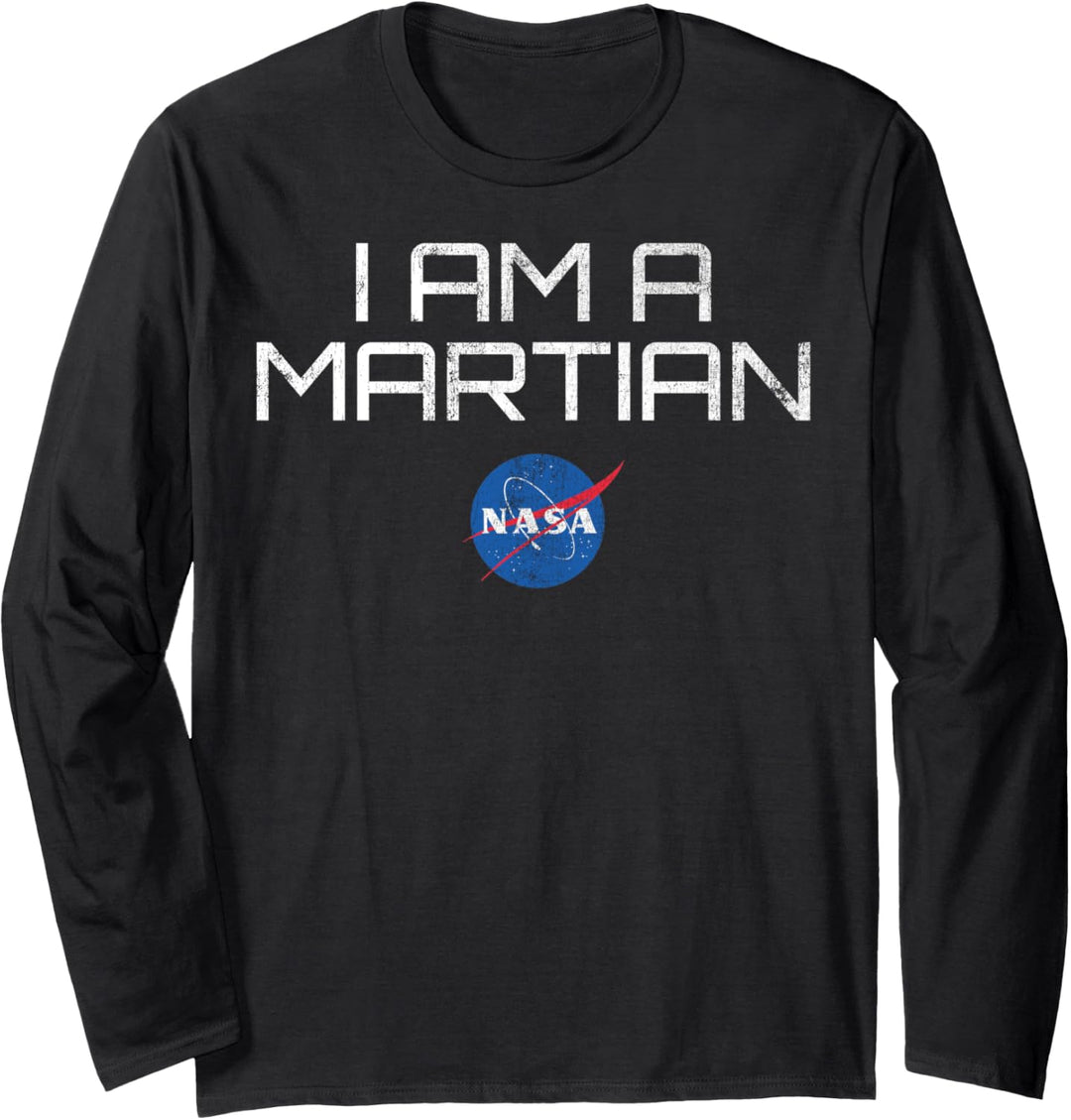 NASA I Am A Martian Text Logo Langarmshirt