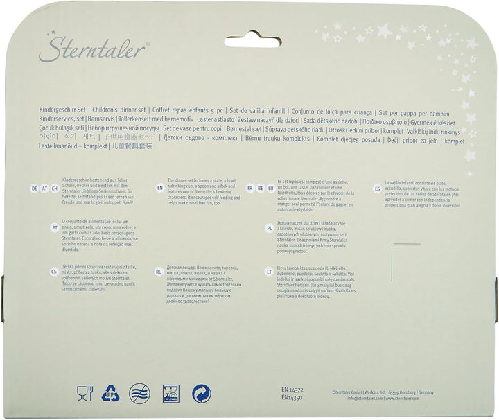 Sterntaler Geschirrset Giraffe &amp; Löwe – Eckige Form mit Safari Motiv – Teller, Schale, Becher &amp; Best