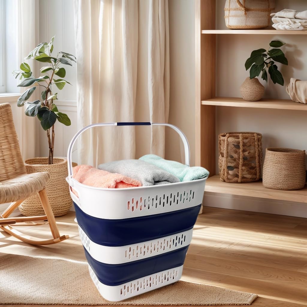 SAMMART 38L zusammenklappbarer Wäschekorb aus Kunststoff – Faltbarer Pop-Up-Aufbewahrungsbehälter/Or