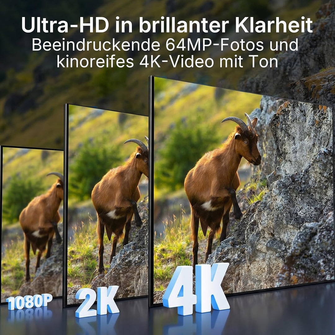 GardePro E6 2.0 Pro 4K Wildkamera WLAN mit 7800mAh Akku und 50m Lokaler WLAN-Reichweite, 64MP Wildka