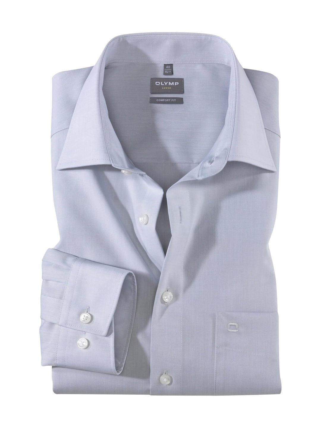 OLYMP Luxor Comfort fit Hemd Langarm New Kent Kragen Chambray Flieder 40 Silbergrau 63, 40 Silbergra