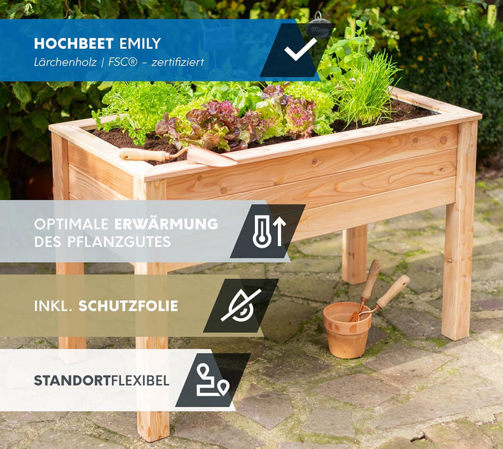 WESTMANN Hochbeet Emily aus Lärchenholz | 120x65x75 cm Natur | Kräuterbeet für den Aussenbereich | S