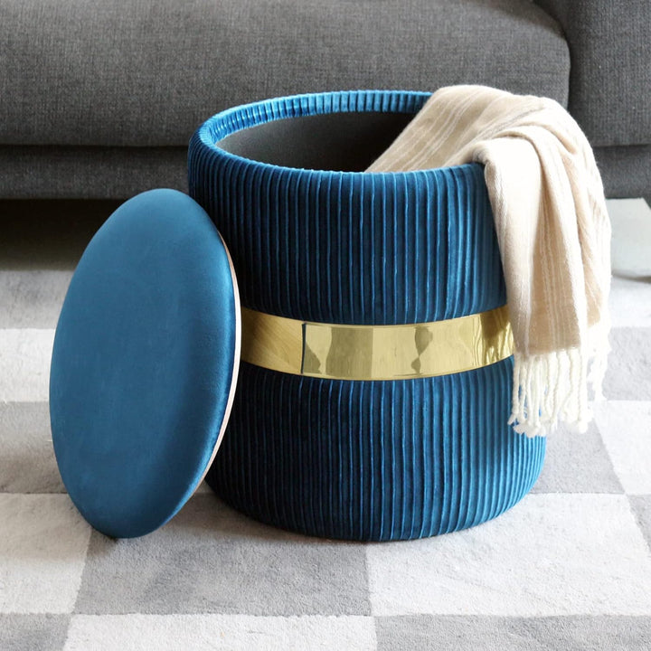 AllEquip 2er-Set Sitzhocker Samt Schminktisch Pouf Hocker mit Stauraum Ottoman Aufbewahrungshocker (