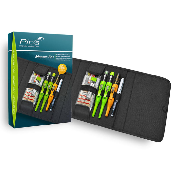 Pica 55010 Markierstift Set für Schreiner, Zimmermannsbleistift - für Holz, Metall, Keramik, Glas, u