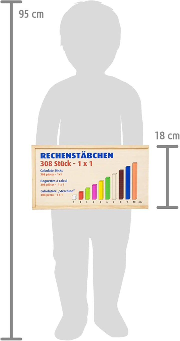 small foot Rechenstäbchen aus Holz, zum Erlernen des kleinen 1x1, 308 bunte Stäbchen in einer Box, a