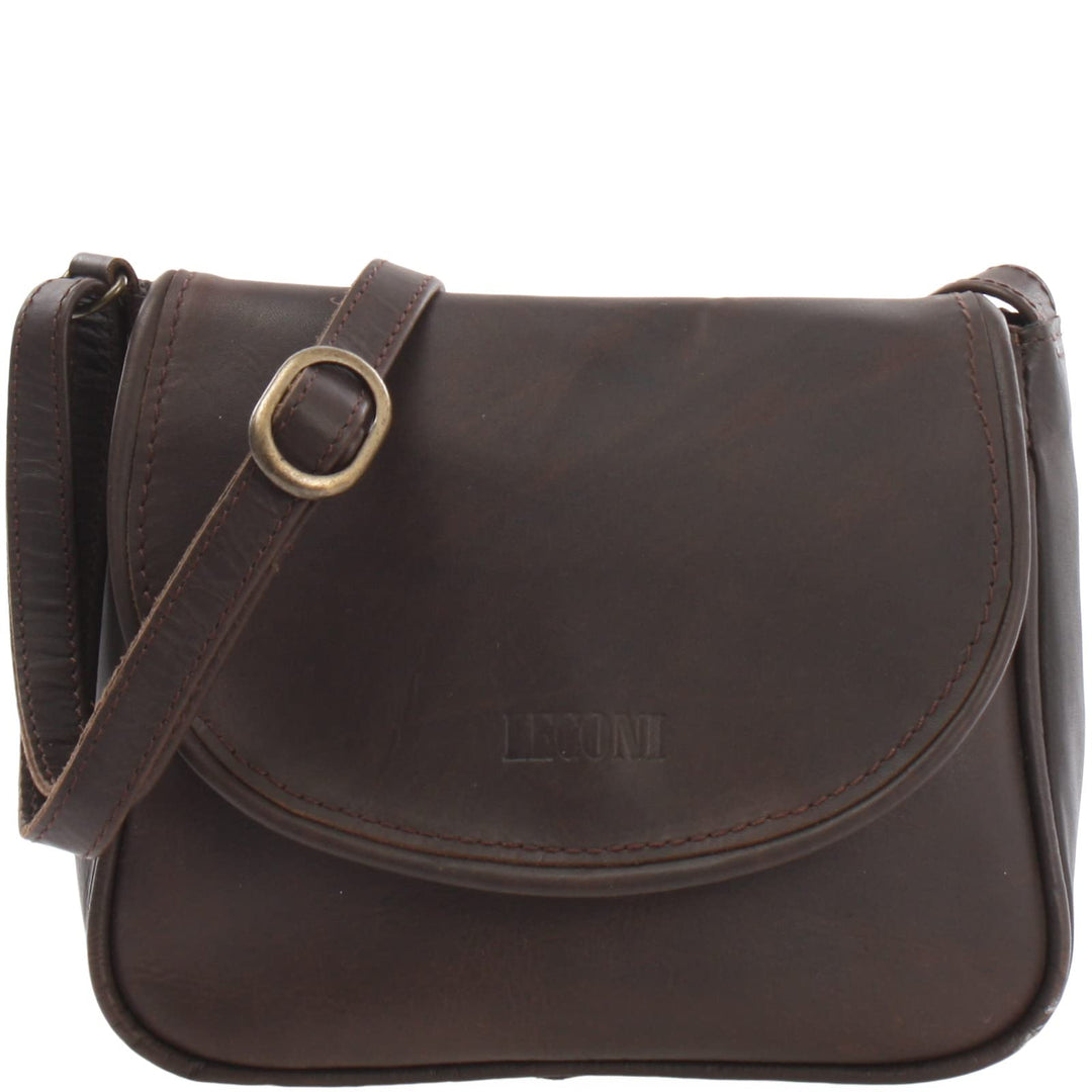 LECONI kleine Umhängetasche Damentasche Schultertasche Festivaltasche Leder 22x18x6cm LE3047 Dunkelb