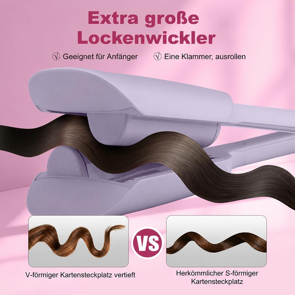 32mm Welleneisen für Haare, Französischer Lockenstab mit 4 Temperaturen, Ionen Keramik Hair Curler f