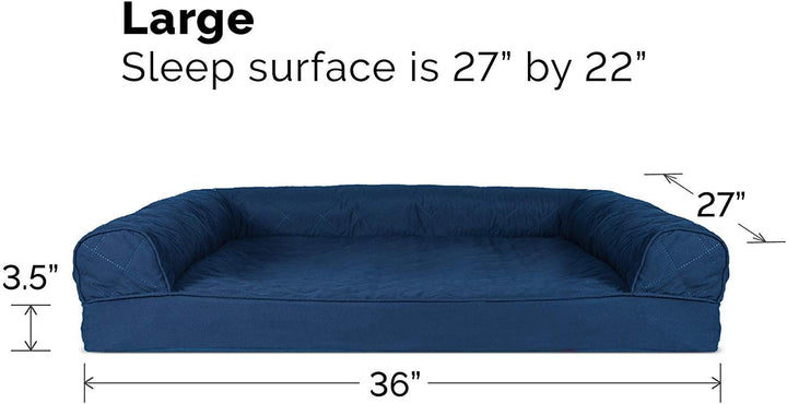 Furhaven Large Orthopedic Dog Bed Quilted Sofa-Style w/Removable Washable Cover - Navy, Large Navy L