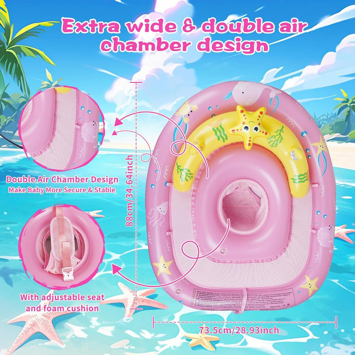 Schwimmring Baby mit Sonnendach, Baby Schwimmring mit Verstellbarem Sicherheitssitz, Kleinkind-Schwi